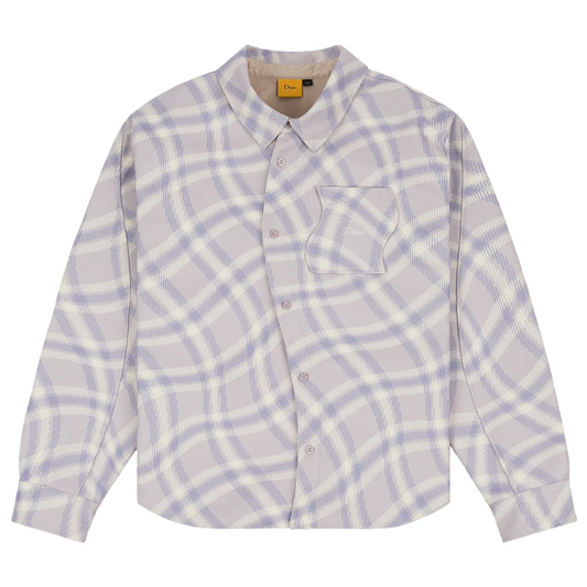 Dime Plaid Fleece Shirt - Lilac Grey