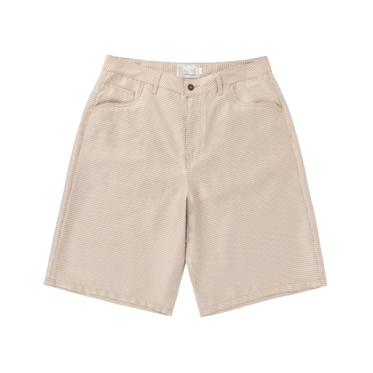 Dime Baggy Houndstooth Shorts - Beige