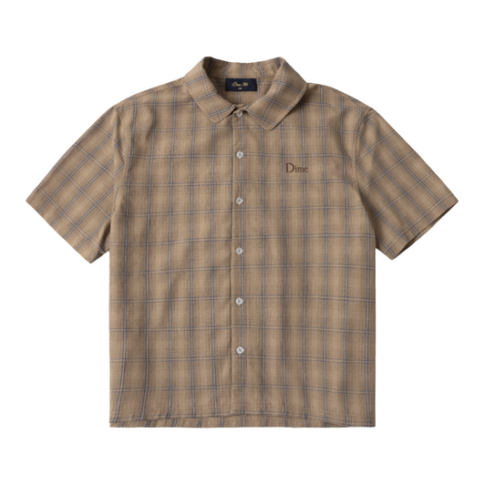 Dime Plaid Button Up Shirt - Brown