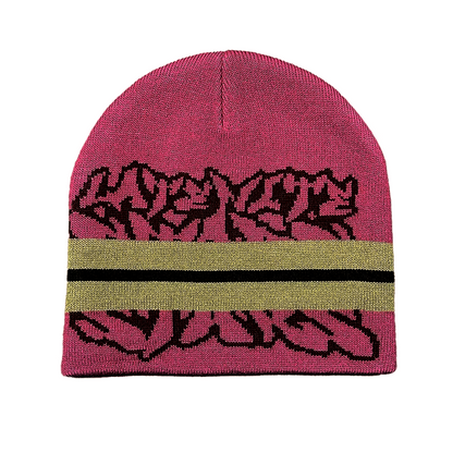 Late Nite Stars Striped Logo Beanie - Magenta