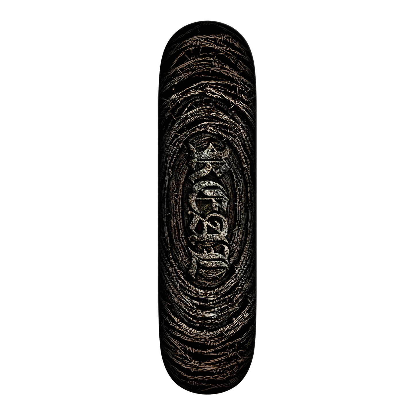Real Barbed Wire Rusted Foil Oval Deck - 8.5