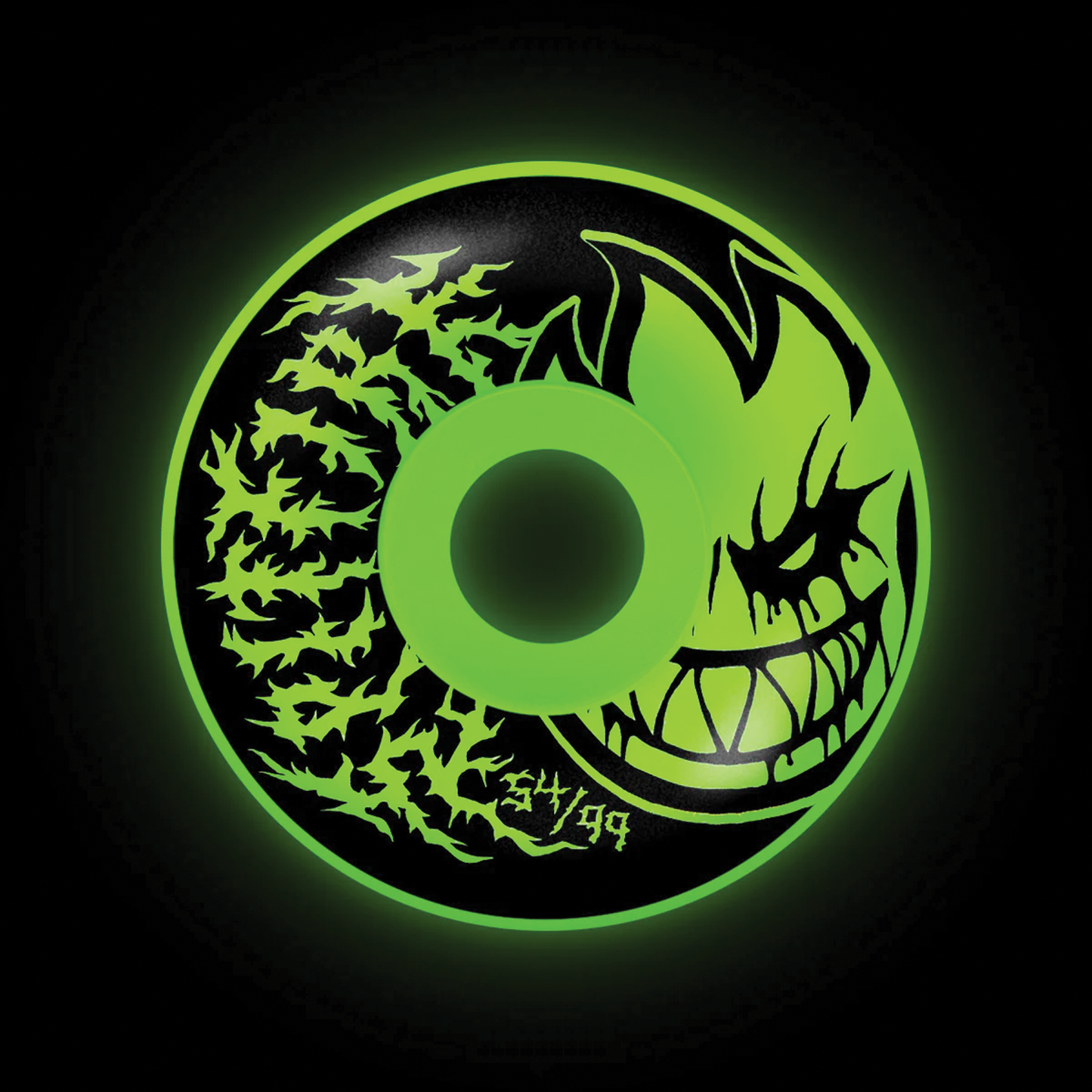 Spitfire Formula Four Deathmask II Radial Full 99a Glow in the Dark Wheel - 54mm