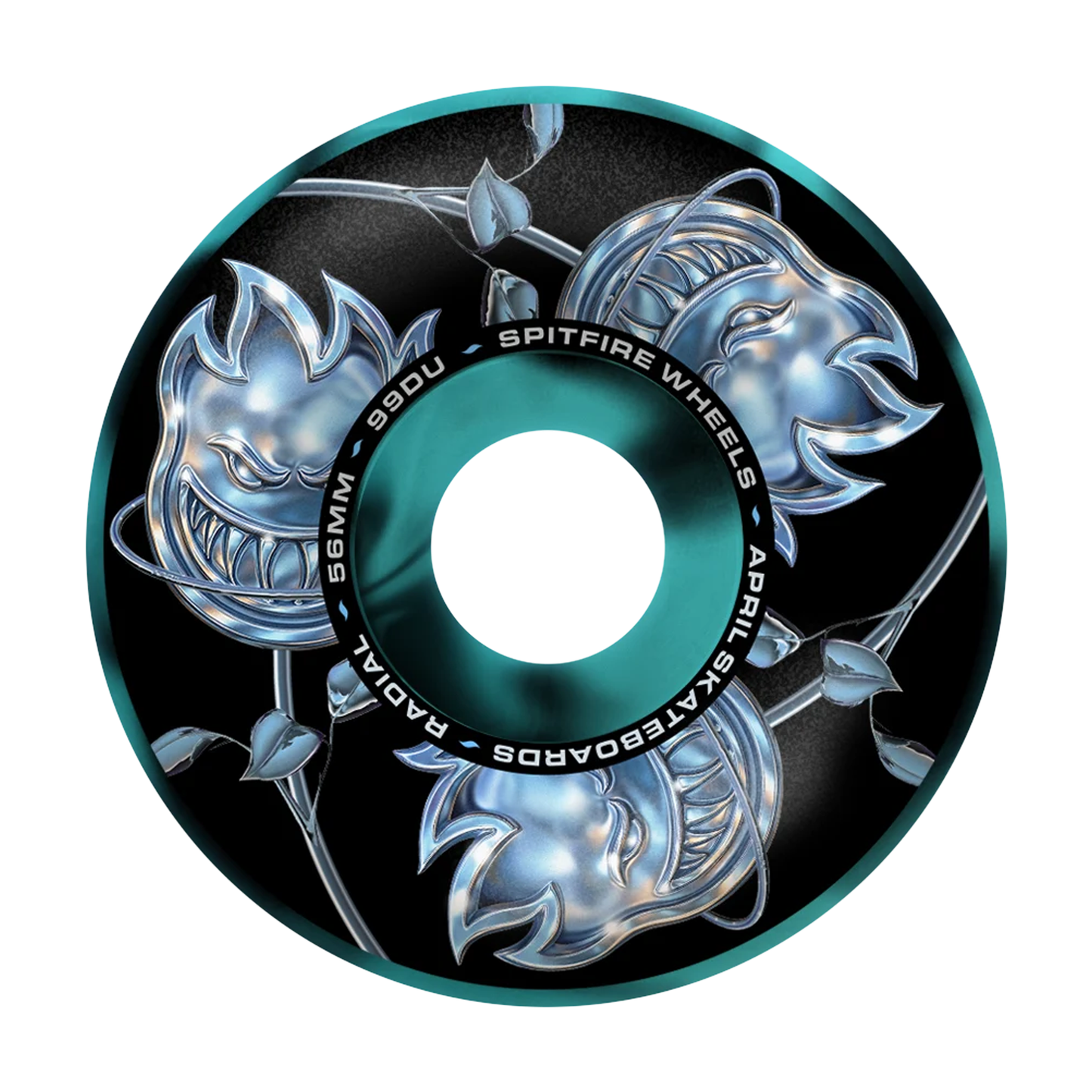 Spitfire x April Formula Four Big Head Rose Blue Swirl Radial 99a Wheels - 56mm
