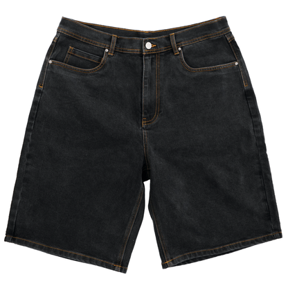 Time Machine Emoji Denim Shorts - Black