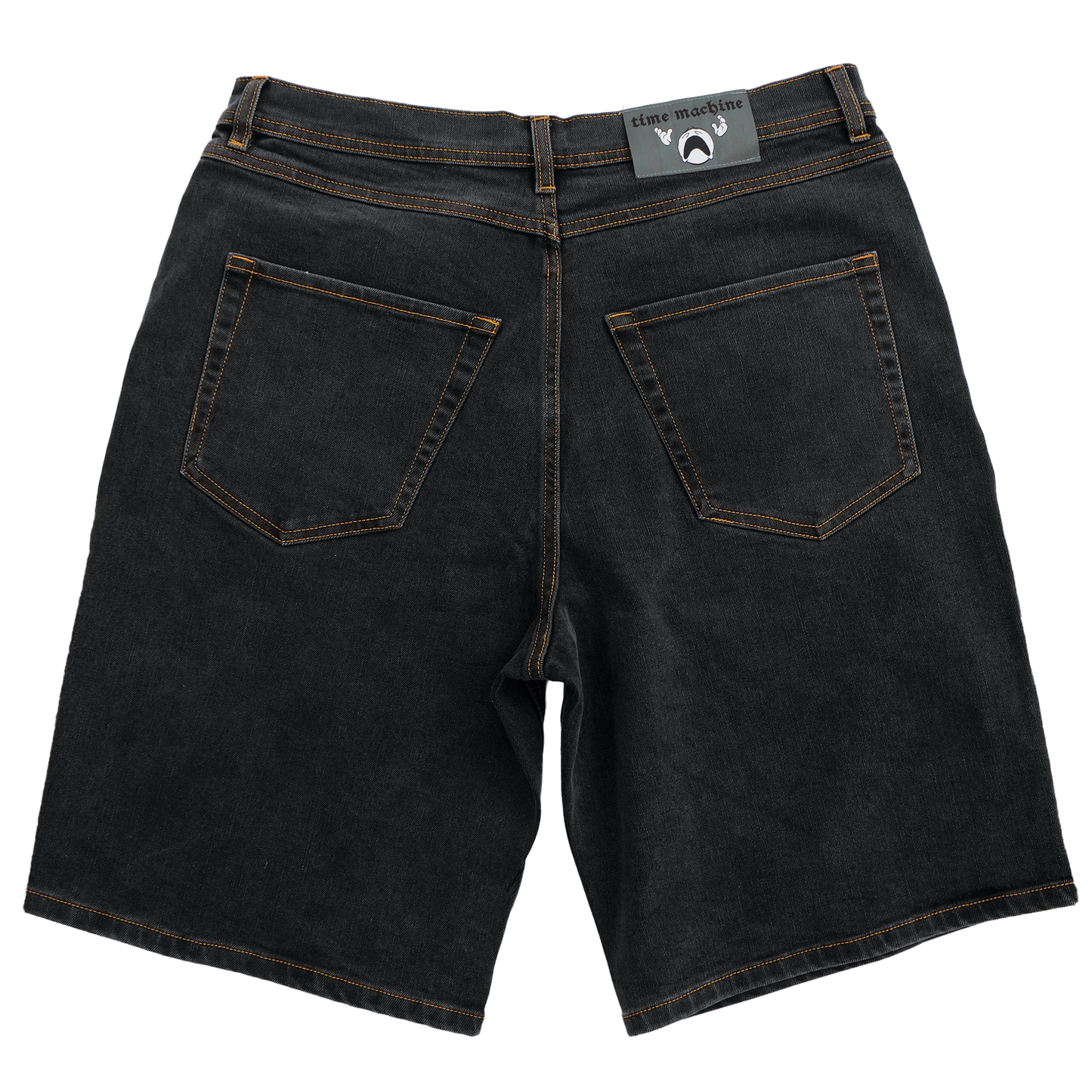 Time Machine Emoji Denim Shorts - Black