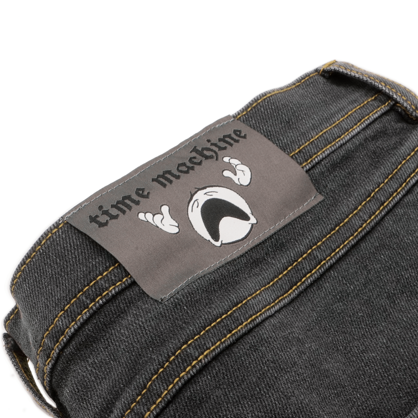 Time Machine Emoji Denim Shorts - Black