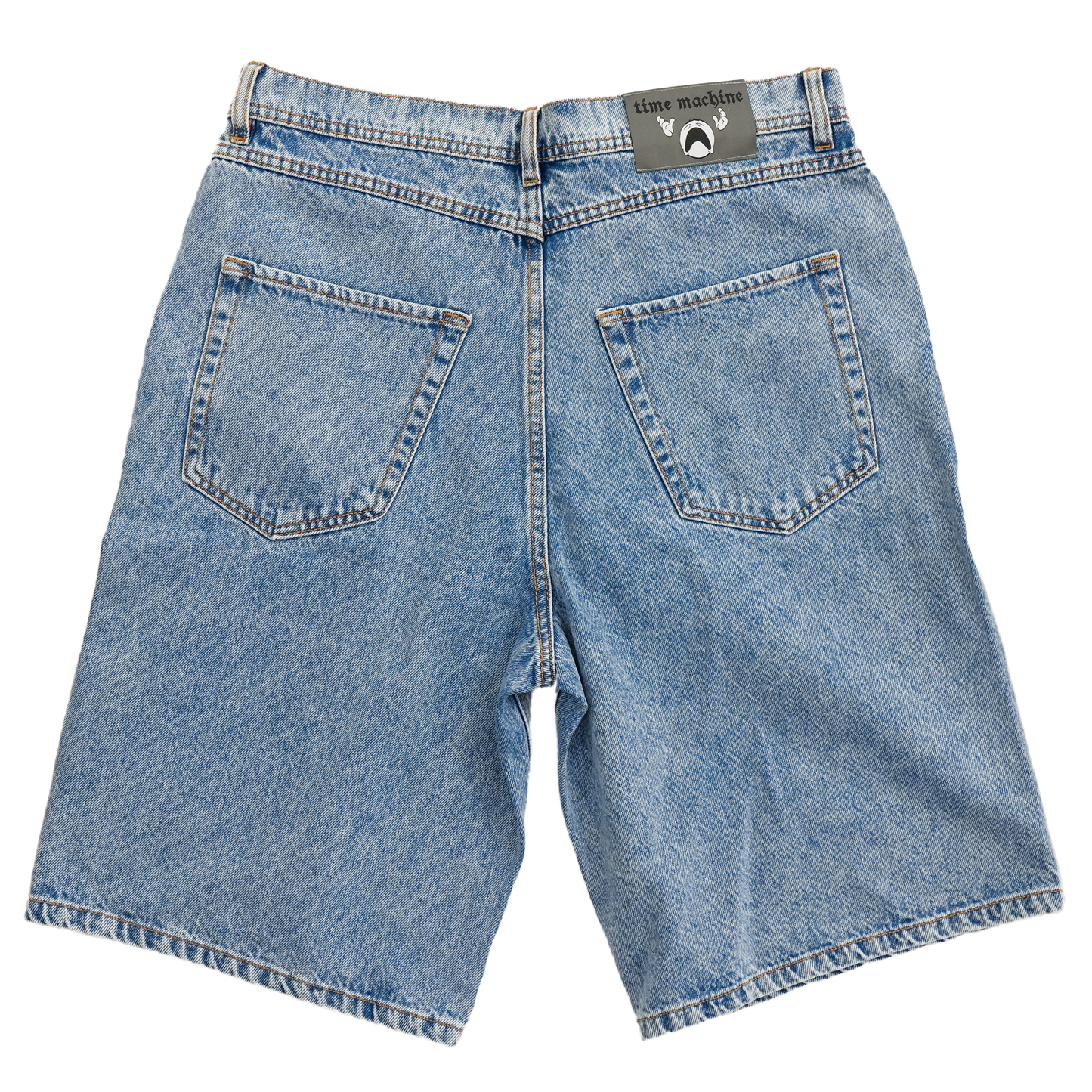 Time Machine Emoji Denim Shorts - Blue