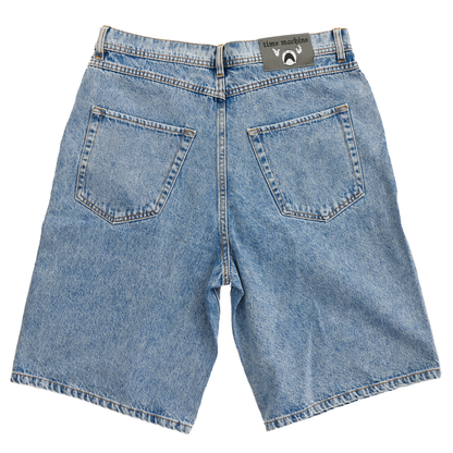 Time Machine Emoji Denim Shorts - Blue
