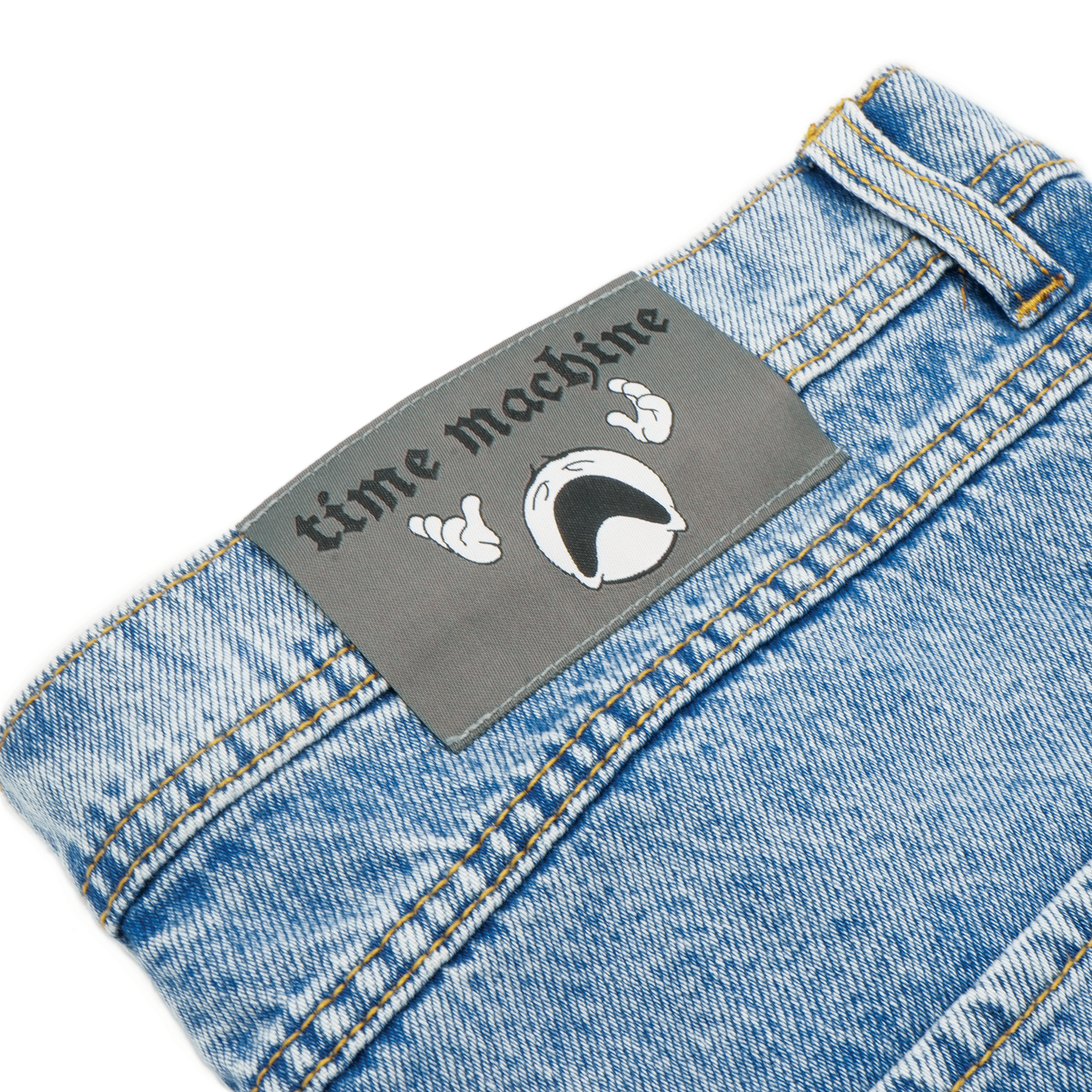 Time Machine Emoji Denim Pants - Blue