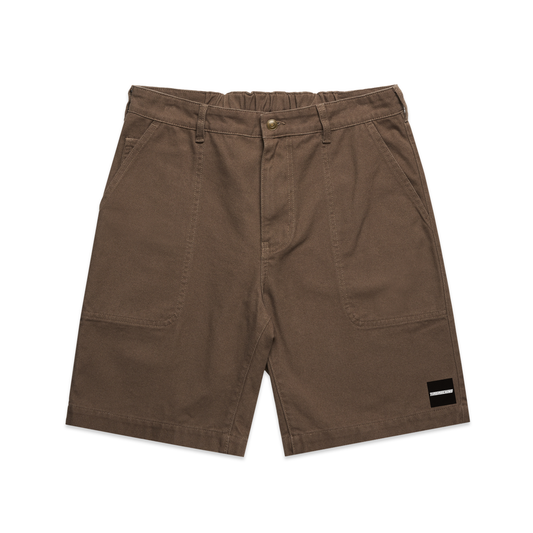 Time Machine Logo Canvas Shorts - Walnut